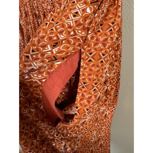 Free People Women's Sundown Babydoll Dress T Back Scoop Neck Lined Boho Orange L - Picture 7 of 15